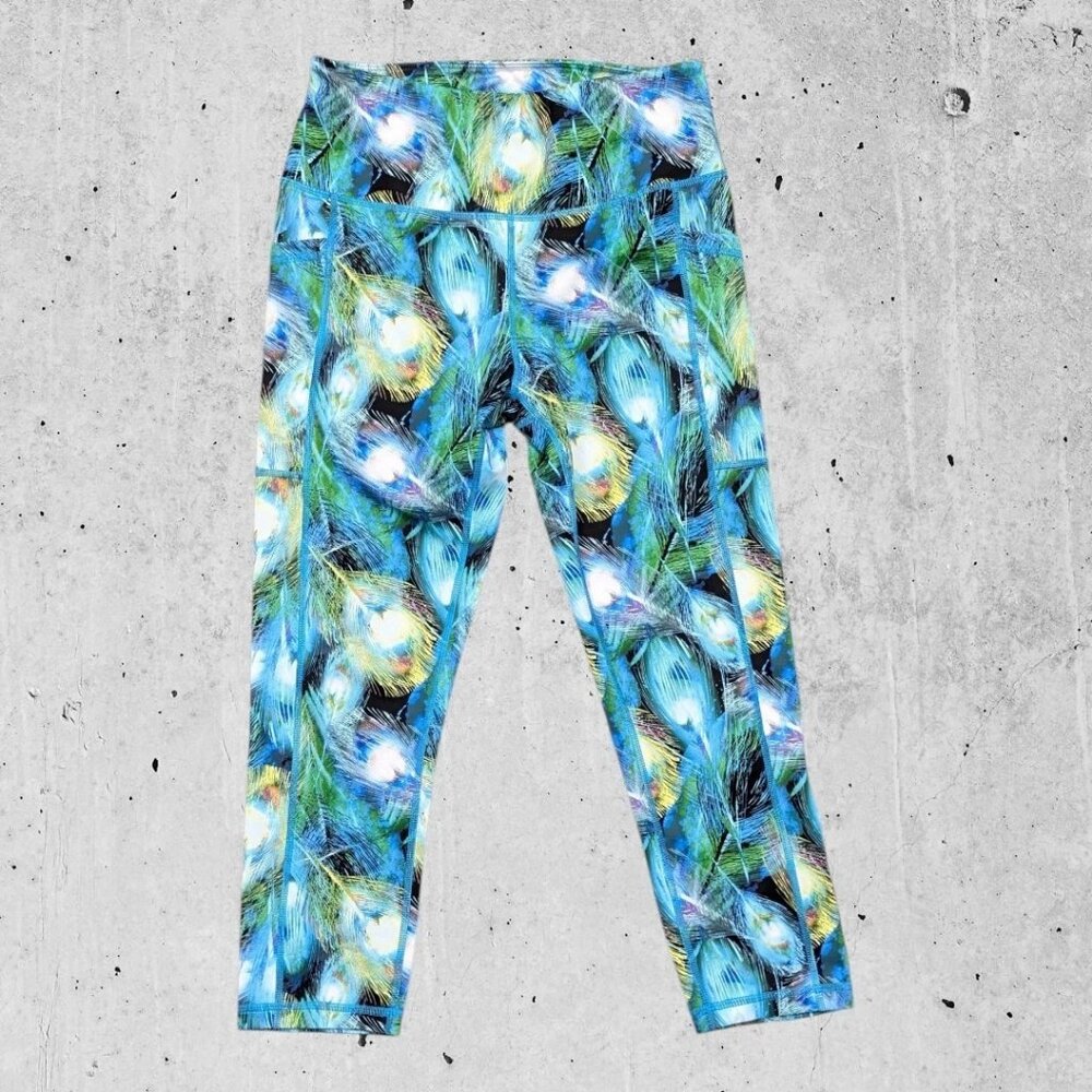 Constantly Varied Gear Pants Size Small Blue Workout Gym Peacock Feather